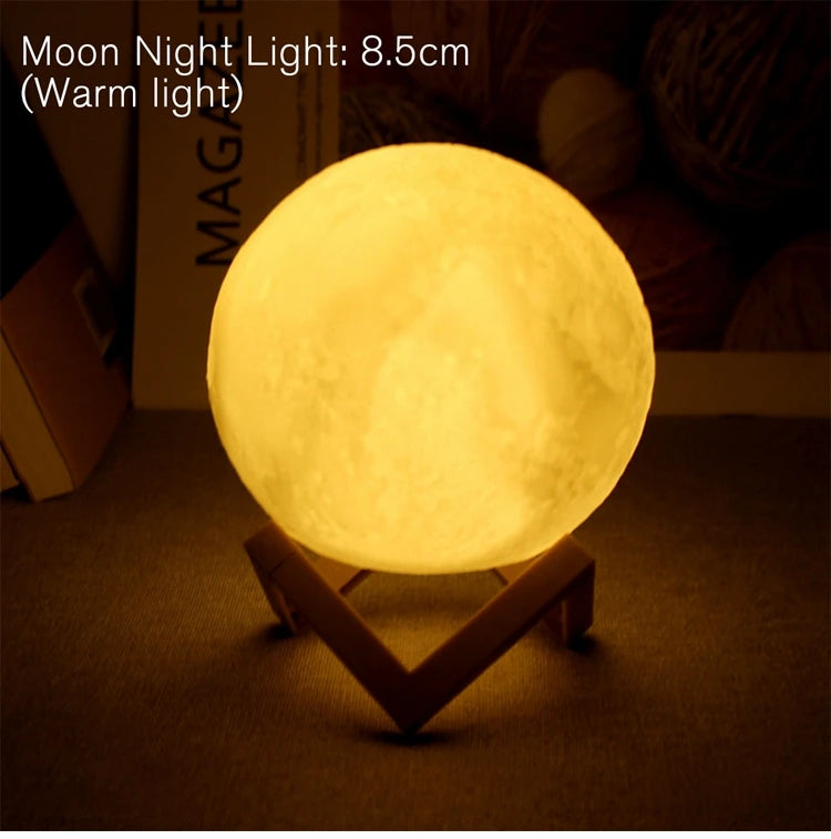 LED Moon Lamp Night Light With Stand