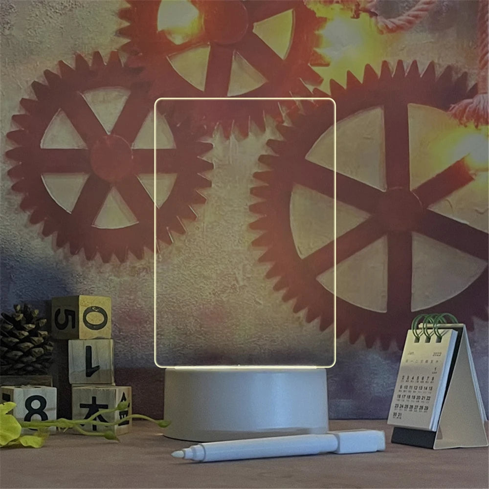The NiteWrite: Transparent LED Night Light Erasable Writing Message Board