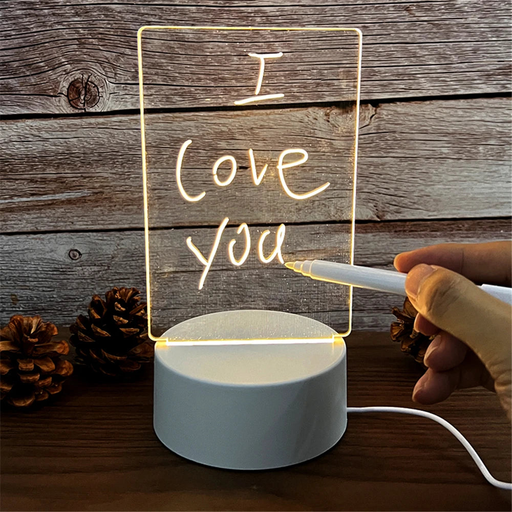 The NiteWrite: Transparent LED Night Light Erasable Writing Message Board