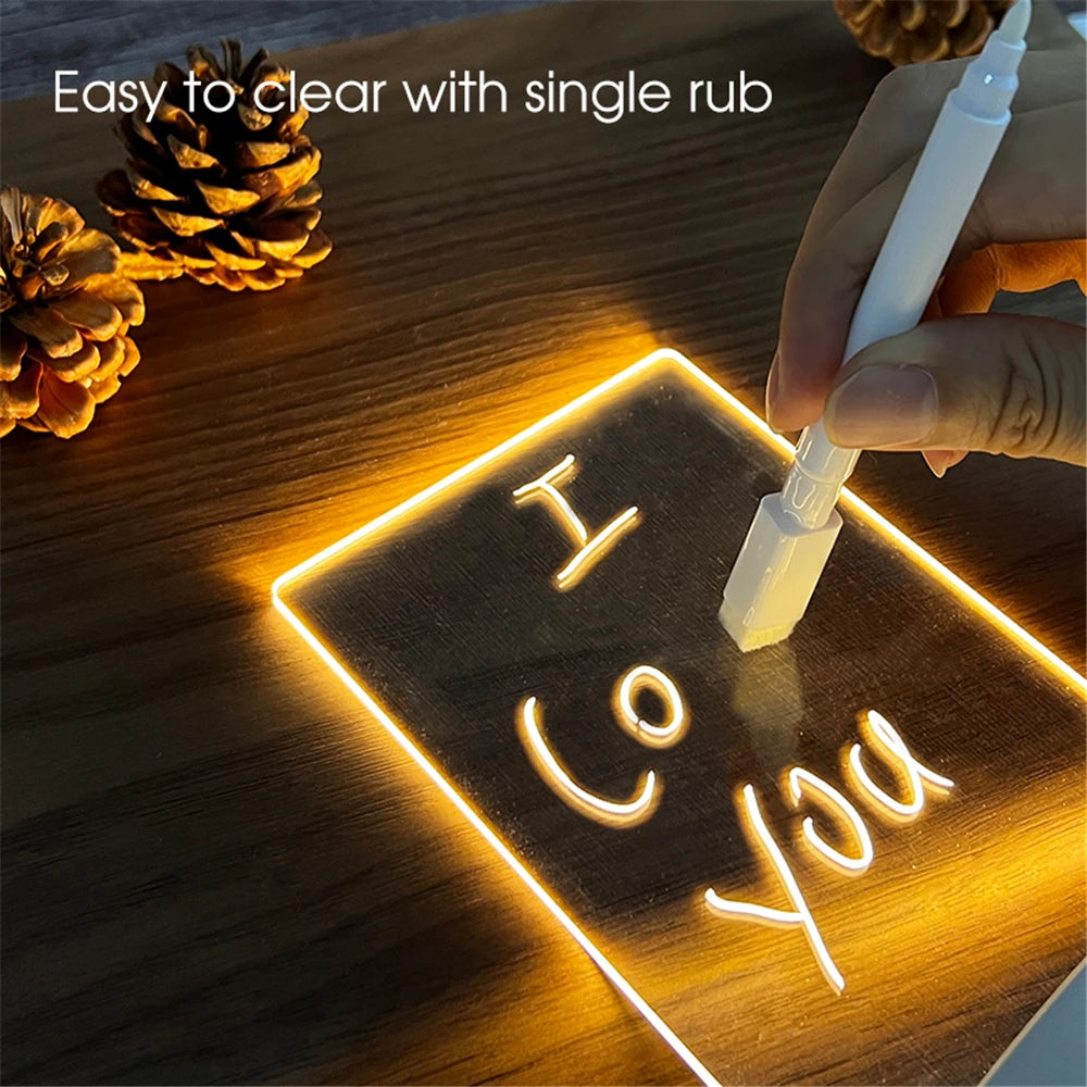 The NiteWrite: Transparent LED Night Light Erasable Writing Message Board