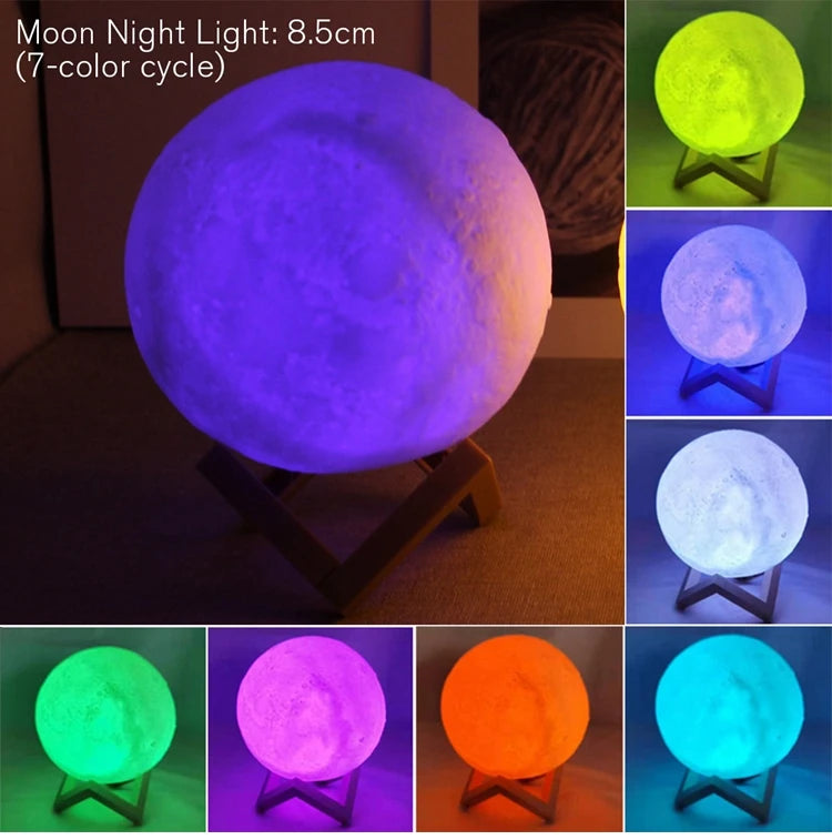 LED Moon Lamp Night Light With Stand