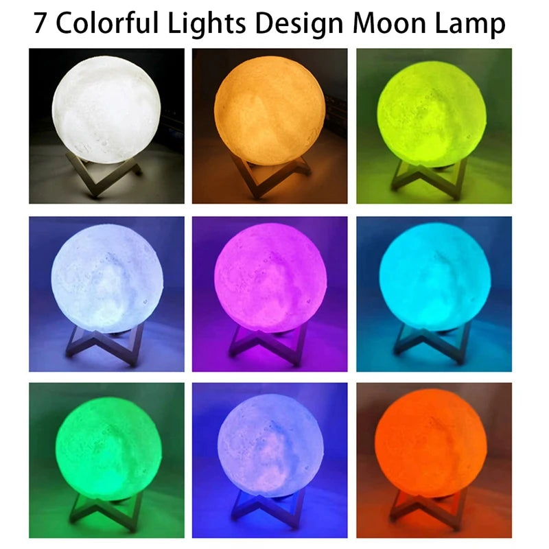 LED Moon Lamp Night Light With Stand