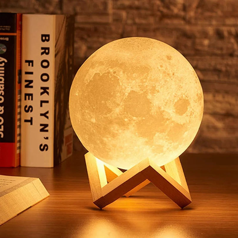LED Moon Lamp Night Light With Stand