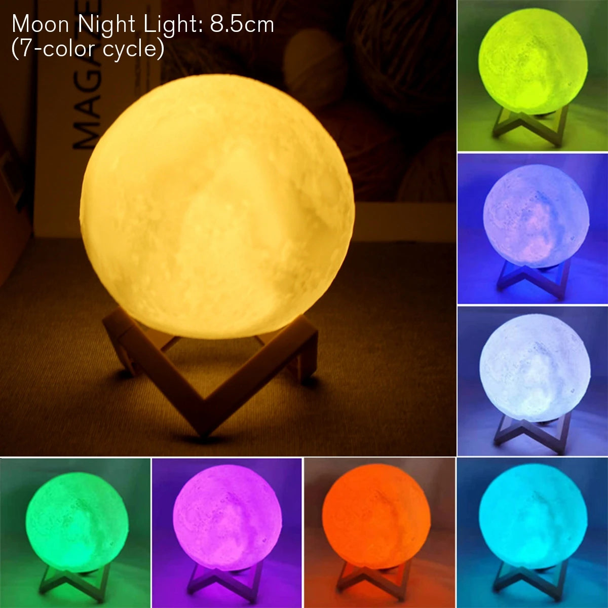 LED Moon Lamp Night Light With Stand