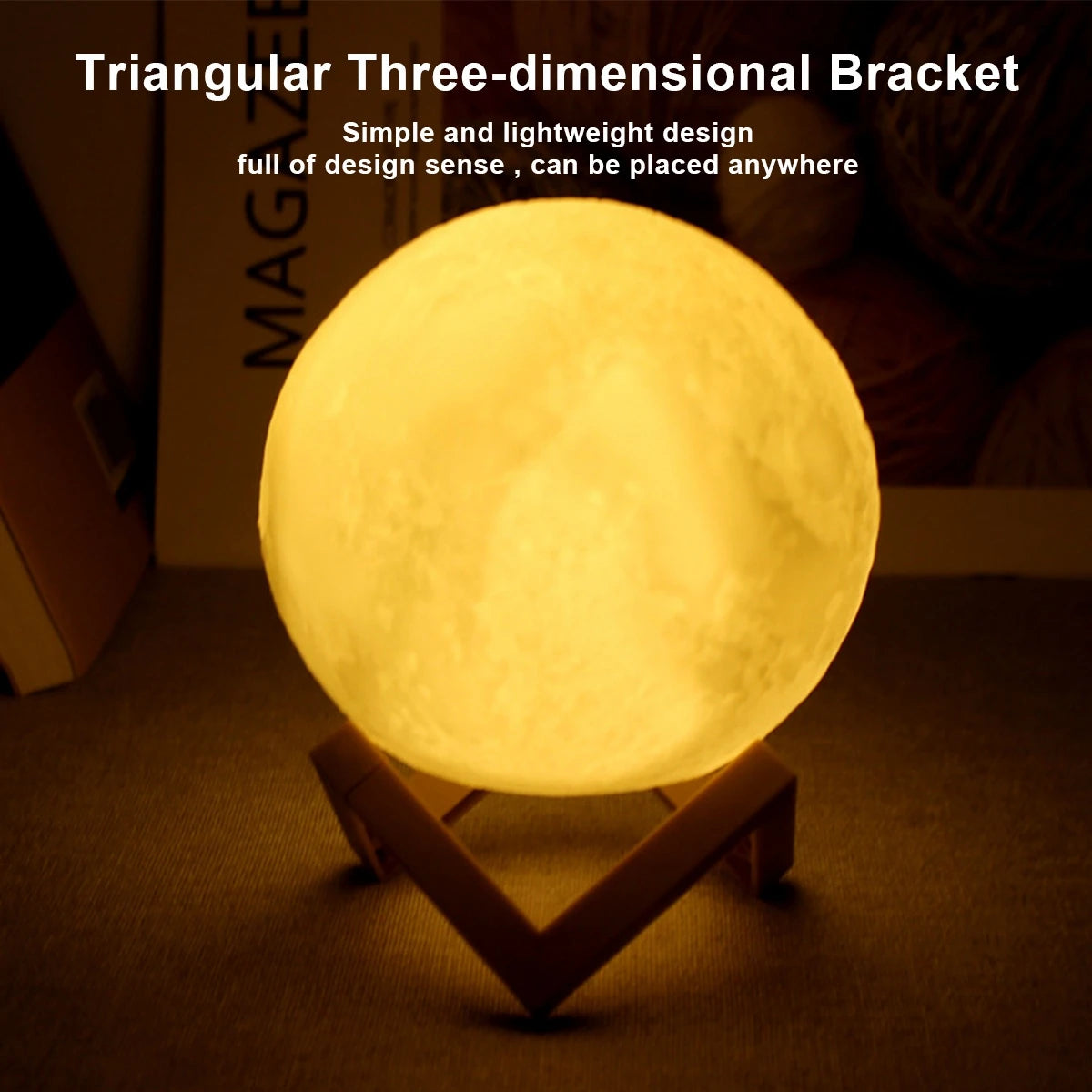 LED Moon Lamp Night Light With Stand