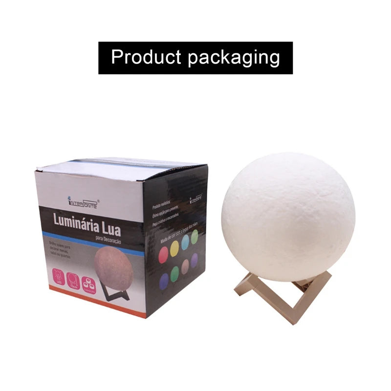LED Moon Lamp Night Light With Stand