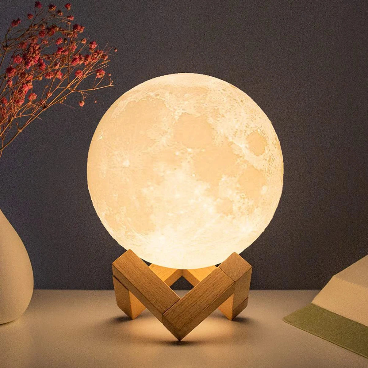 LED Moon Lamp Night Light With Stand