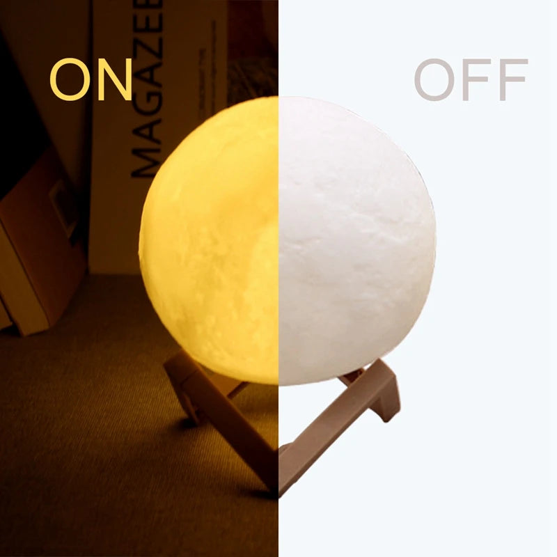 LED Moon Lamp Night Light With Stand