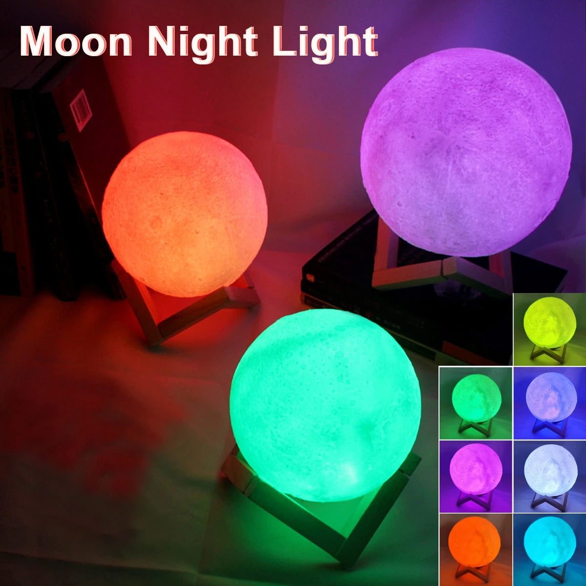 LED Moon Lamp Night Light With Stand