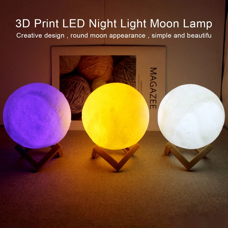 LED Moon Lamp Night Light With Stand